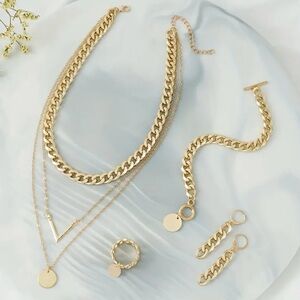 5pcs Earrings Necklace Bracelet Plus Ring
